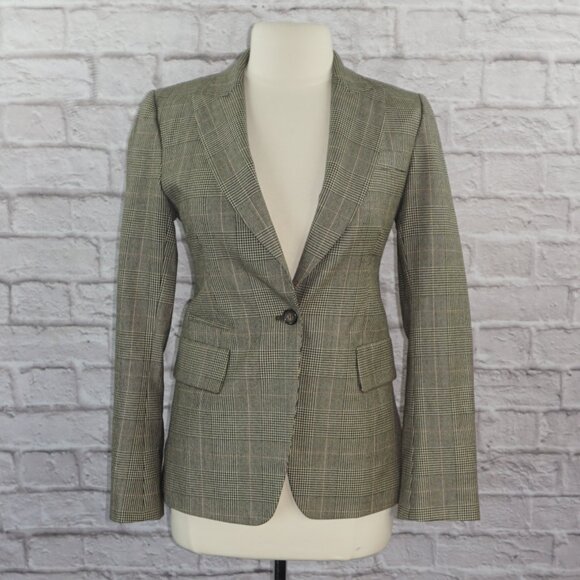 Vintage 90s DKNY Houndstooth Plaid Wool Blazer Jacket 8 - Picture 1 of 6